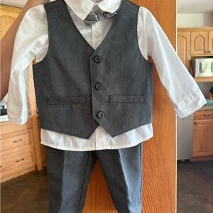George Kids formal dark grey baby suit 4 piece set for wedding